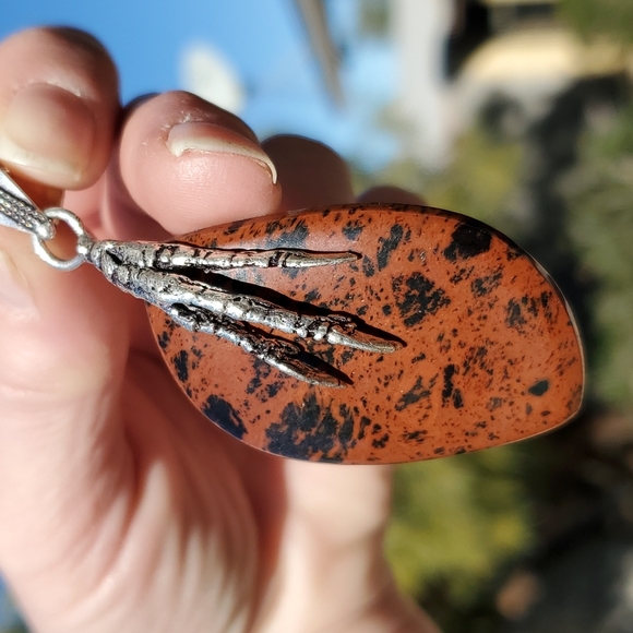 New Mahogany Obsidian 925 Silver Claw Foot Pendant. - Picture 14 of 16